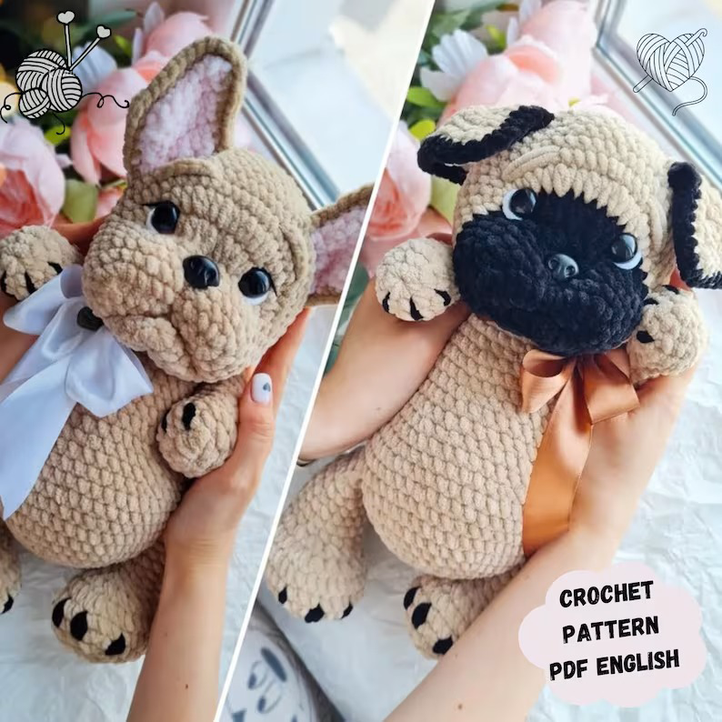 Bulldog And Pug Dog - 2 in 1 Dog Crochet Pattern