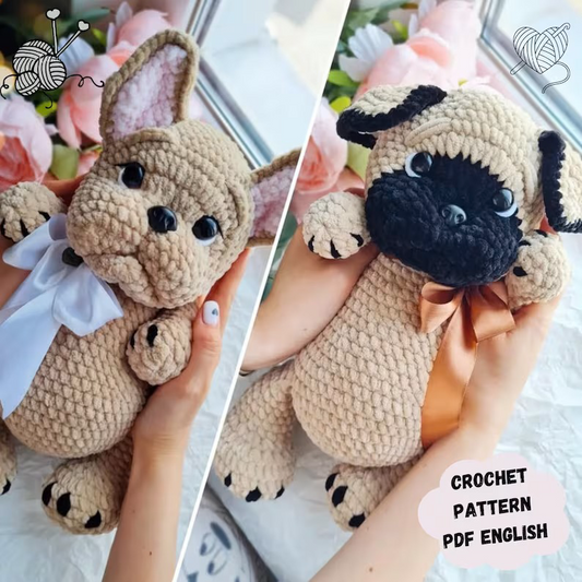 Bulldog And Pug Dog - 2 in 1 Dog Crochet Pattern